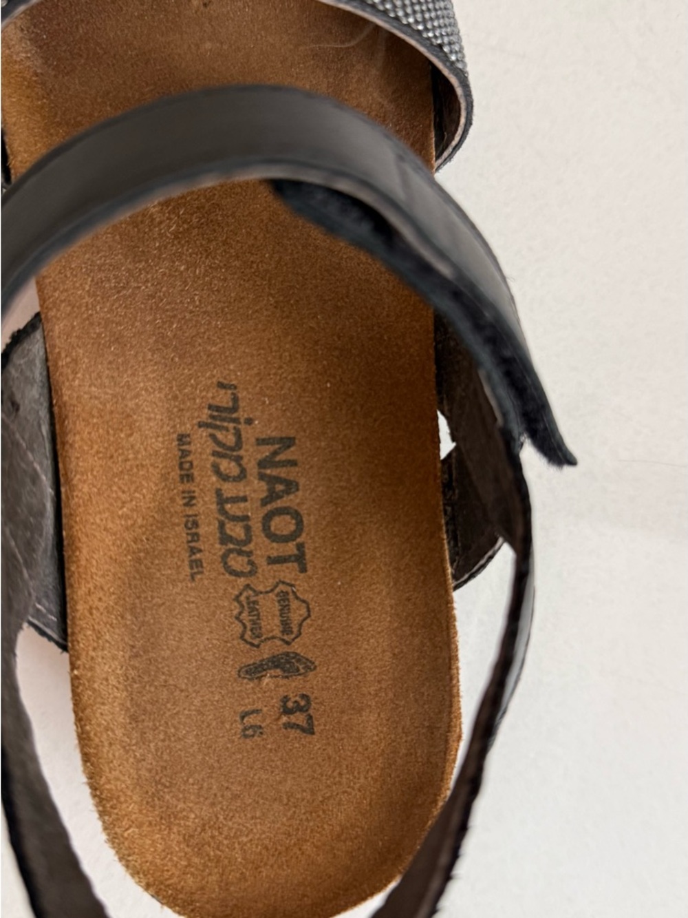 Naot Kayla Black Leather Cork Wedge Sandals Women’s EU 37 / US 6 - Picture 4 of 5